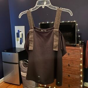 NWT Topshop Metallic Cold-Shoulder Blouse
